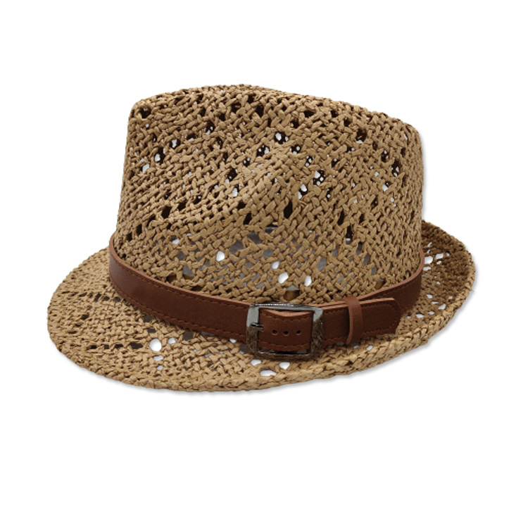 Custom Logo Summer Beach Men Jazz Hat Paper Straw Fedora Hat