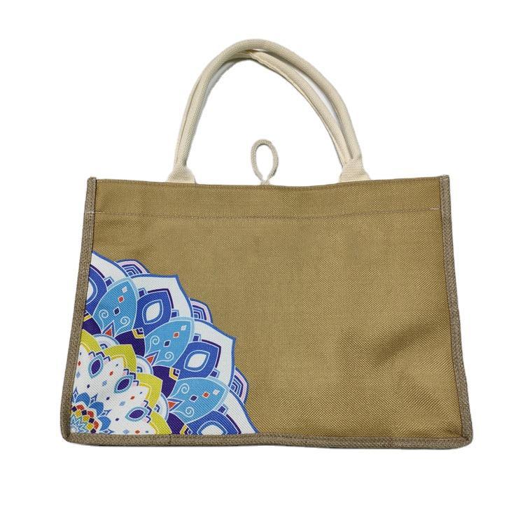 Custom Logo Printing Women Linen Beach Bag Straw Tote Bag