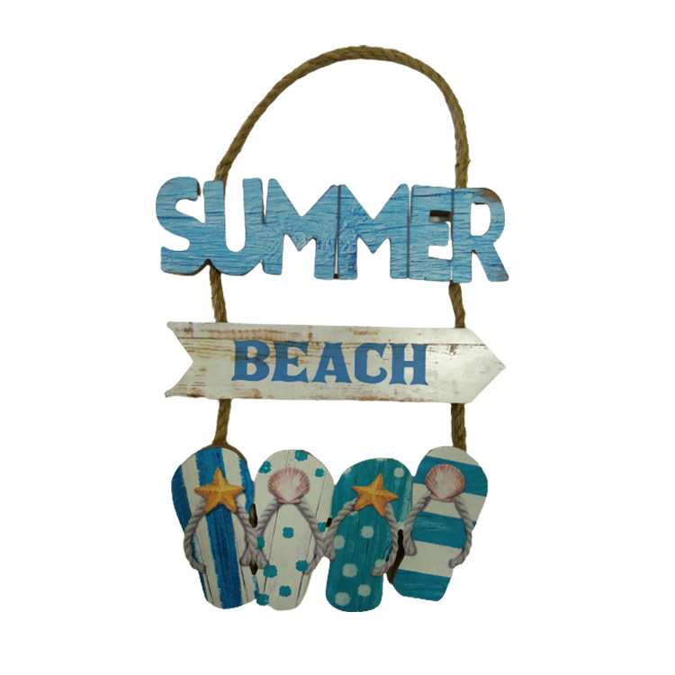 Custom Printing MDF Plaque Summer Beach Flip Flops Wooden Door Wall Sign Home Decor