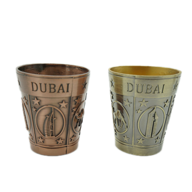 Custom Logo 3D Engraving Tourist Souvenir Metal Shot Glass