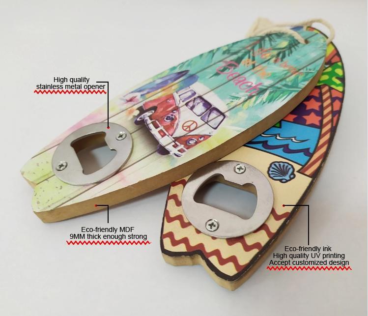 Custom Printing Design Tourist Souvenir MDF Wood Fish Bottle Opener