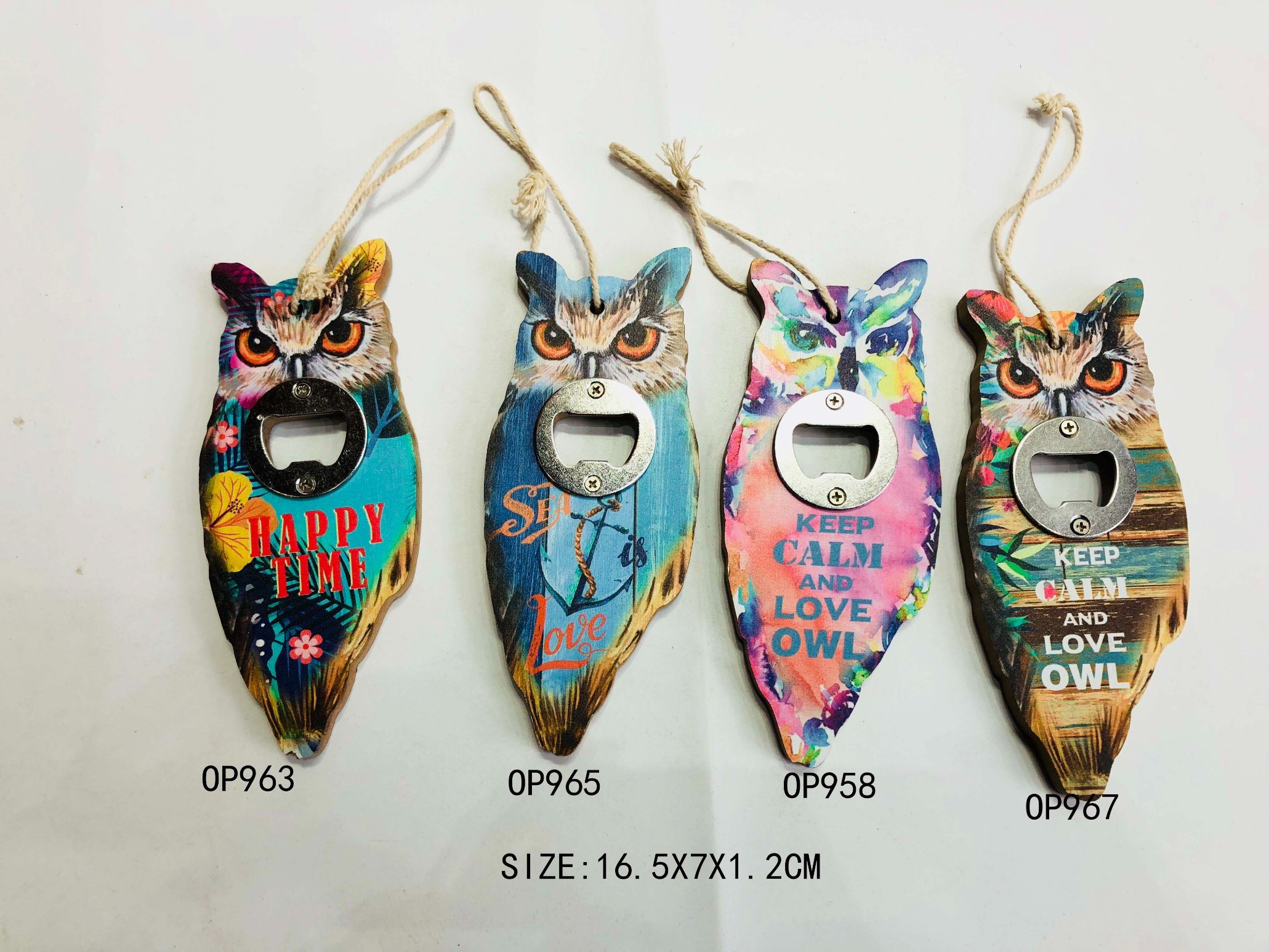 Wholesale Animal Bottle Opener MDF Wood Printing Owl Bottle Opener