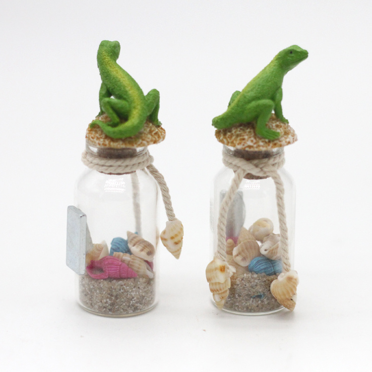 Mini Beach in a Bottle Keychain with Real Sea Shells Colored Sand Novelty Gift