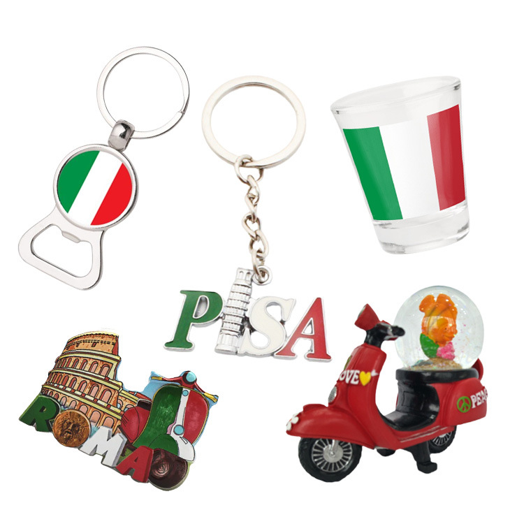 Custom Travel Gift Italy Fridge Magnet Shot Glass Roma Souvenir Italy Keychain