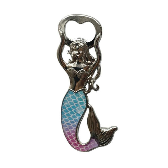 Custom Metal Mermaid Souvenir Bottle Opener with Refrigerator Magnet