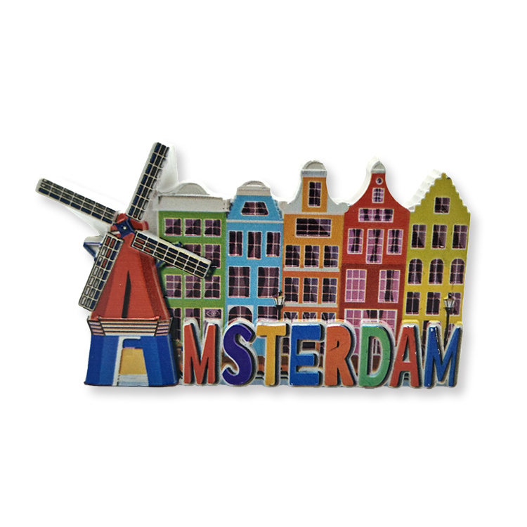 OEM Polyresin Printed Amsterdam Netherlands Souvenir Fridge Magnet