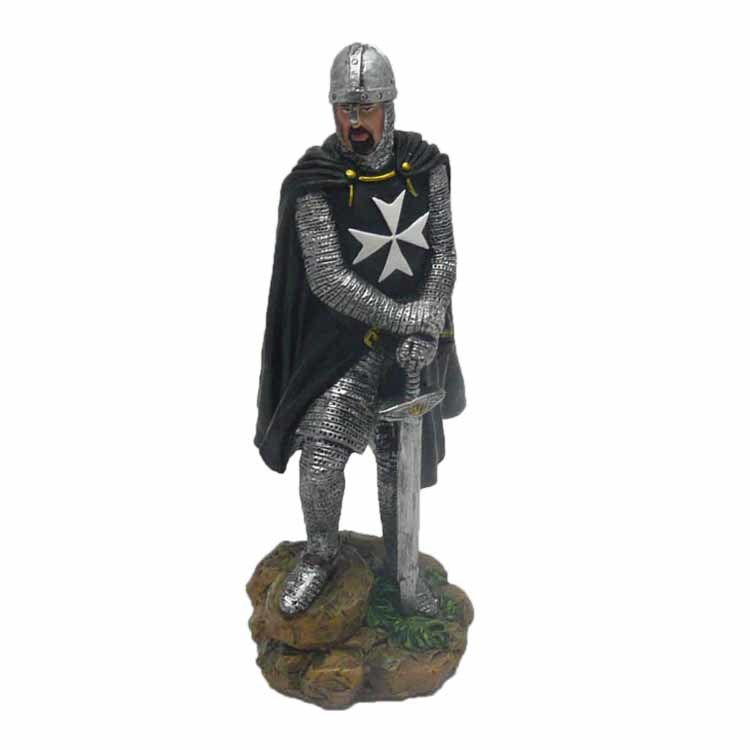 Resin Medieval Templar Knight Figurine Holding Sword Armor Statue