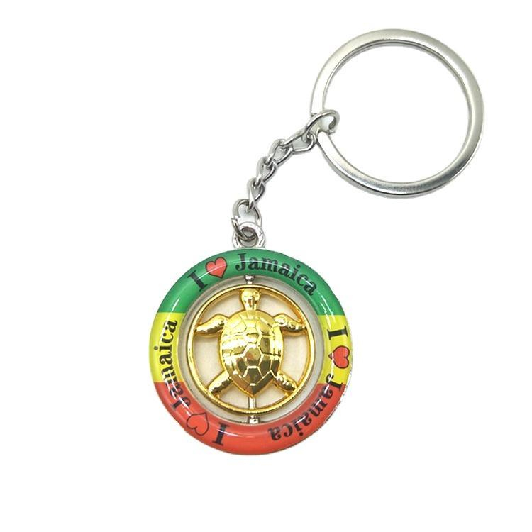 Promotional Gift Beach Tourist Souvenir 3D Rotating Keychain Zinc Alloy Custom Spinning Keychain