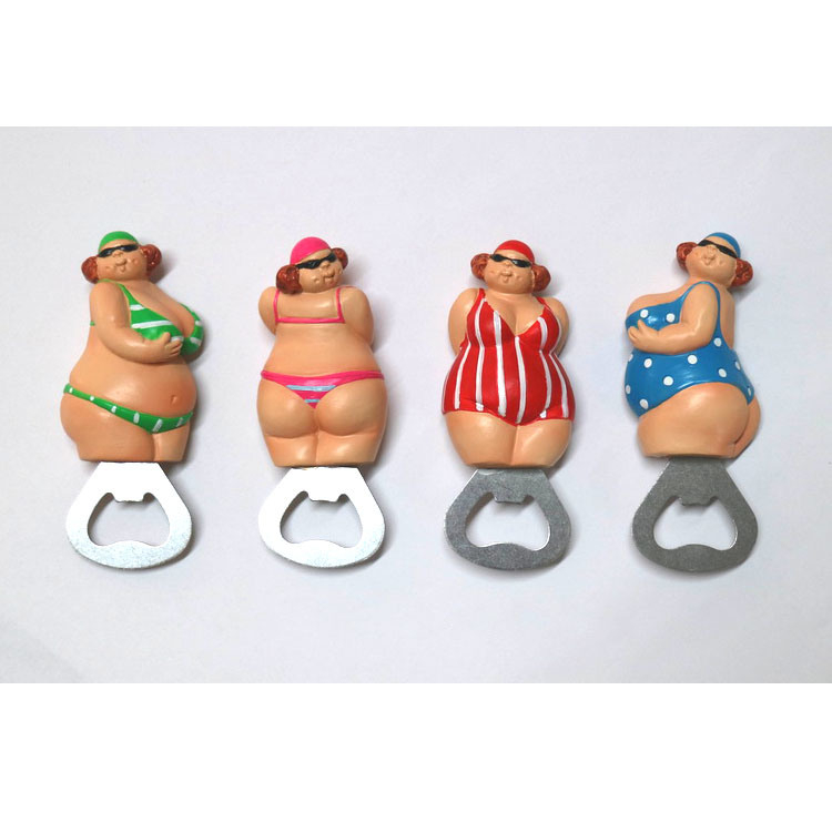 Wholesale Custom Resin Fat Women Bottle Opener Fridge Magnet Tourist Souvenir Beer Bottle Opener