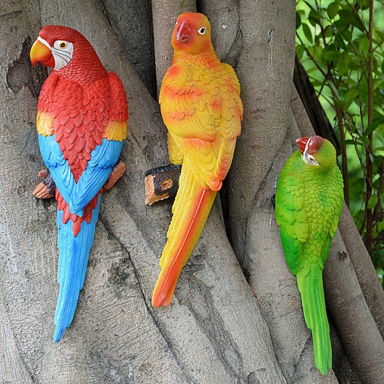 Home Garden Wall Decor Resin Parrot Statue