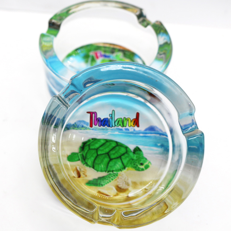 Custom Logo Jamaica Rasta Souvenir Leaf Shape Glass Ashtray