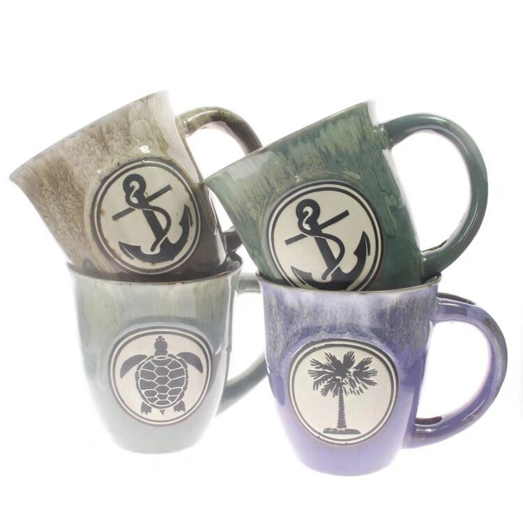 American Popular 16oz Ceramic Tapered Mugs Custom Logo Reactive Glaze Coffee Mugs