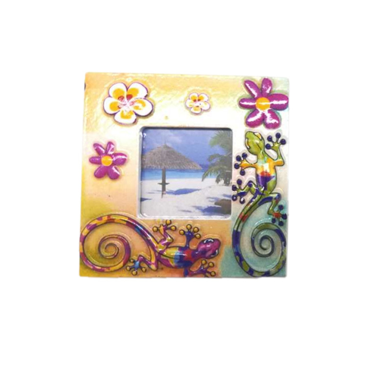 Custom Printed Mini Beach Themed Resin Photo Frame Fridge Magnet for Souvenir Gift