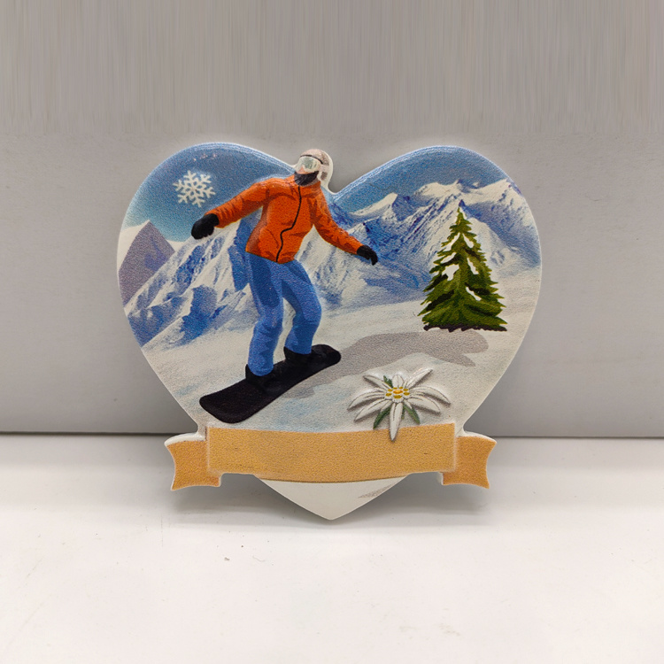 Customized Snow Mountain Souvenir Austria Switzerland Norway Tourist Souvenir Resin Fridge Magnet