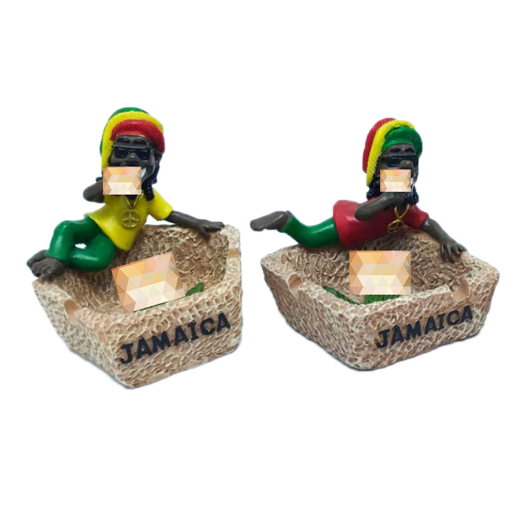 Factory Direct Portable Jamaica Hip Hop Man Rasta Ashtray Custom Resin Ash Tray