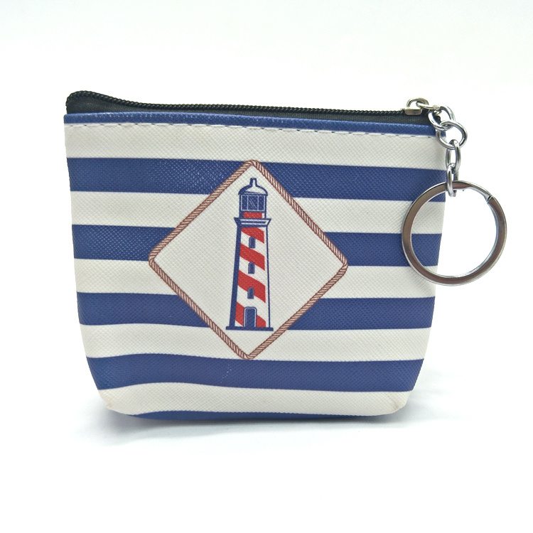 Custom Design PU Leather Mini Zipper Coin Purse with Key Chain