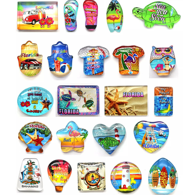 Custom Round Souvenir Glass Fridge Magnet Set