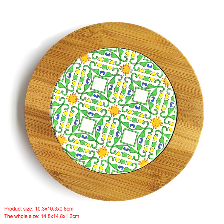 Custom Printing Pot Coaster Ceramic and Bamboo Coasters