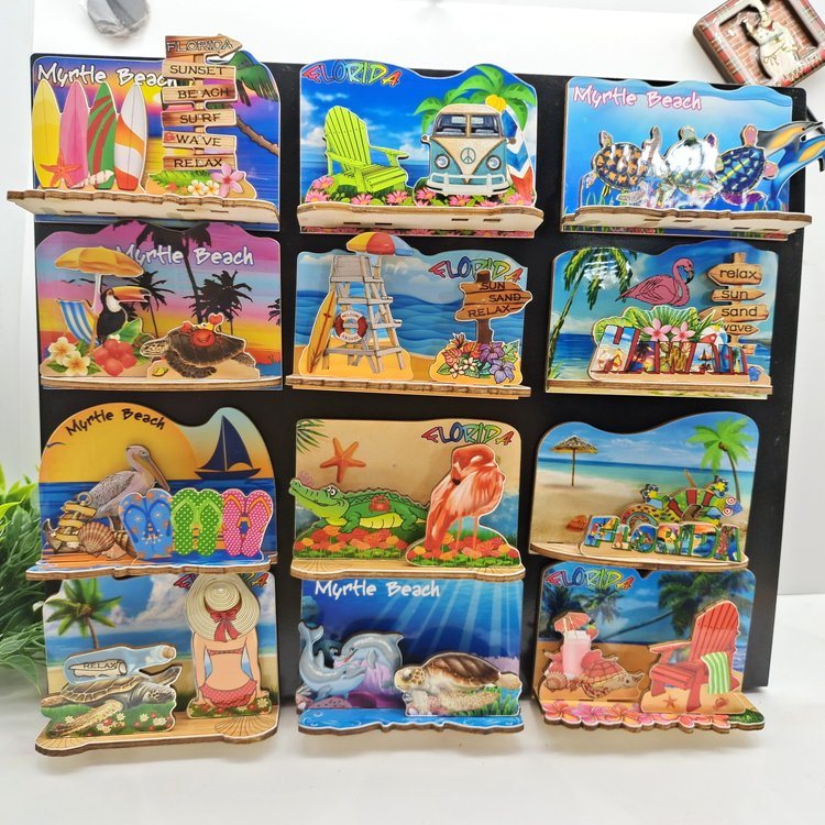 Custom Beach Wood Magnet Honolulu Hawaii Souvenir Turtle Magnet