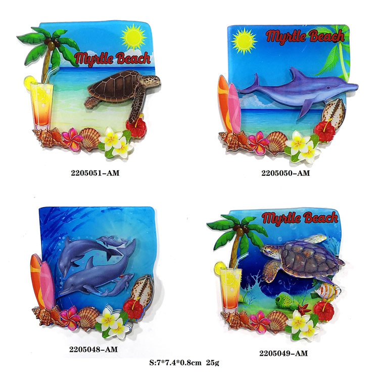 Custom Printed 3D Fridge Magnet Beach Island Hawaii Souvenirs Acrylic Fridge Magnet