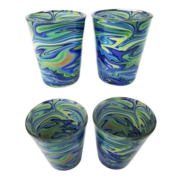 New Design Personalized Tie Dye Colored Tourist Souvenir Gift Shot Glass