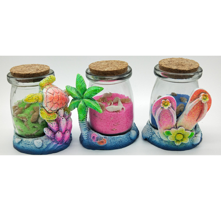 Beach Travel Gift Resin Turtle Sand Art Glass Bottles for Souvenir