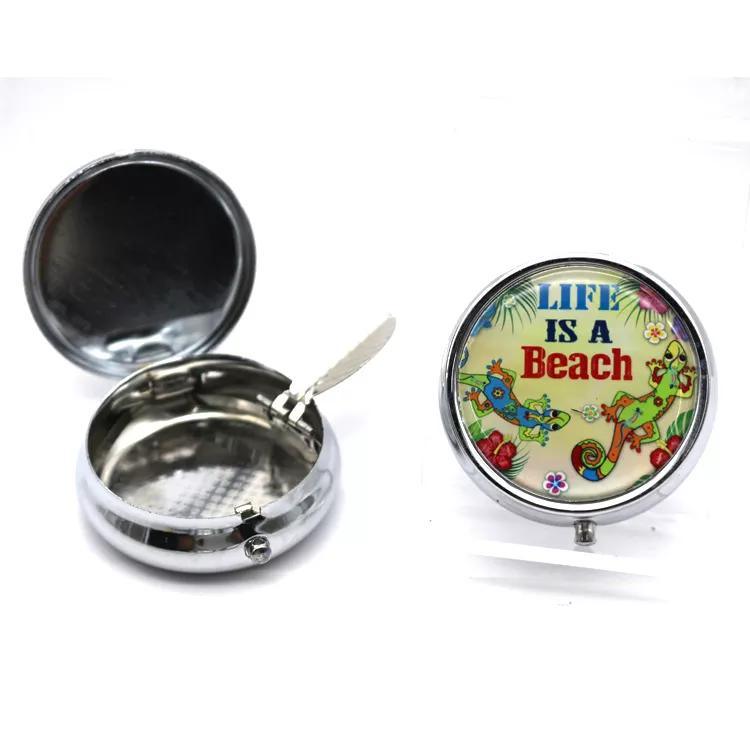 Promotional Beach Souvenir Custom Metal Portable Pocket Ashtray