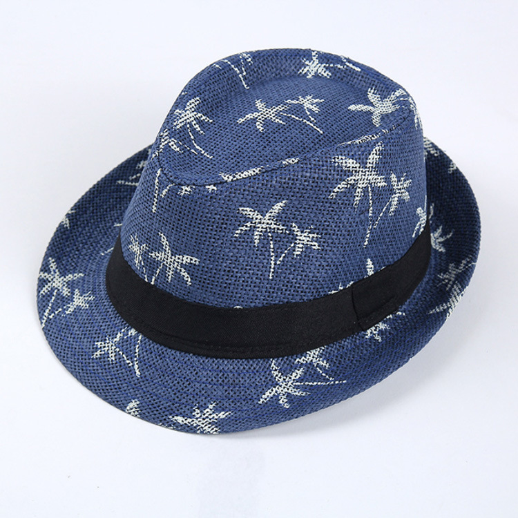 Custom Logo Natural Palm Tree Summer Beach Jazz Hats Paper Straw Fedora Hat Wholesale