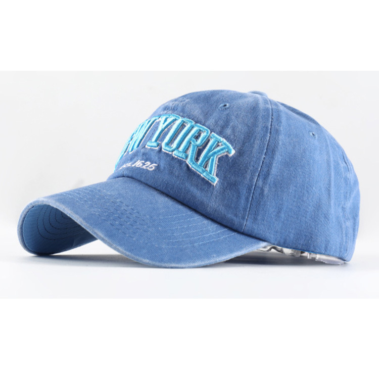 Factory Wholesale Stock Custom Embroidery Logo Washed Cotton New York Baseball Cap