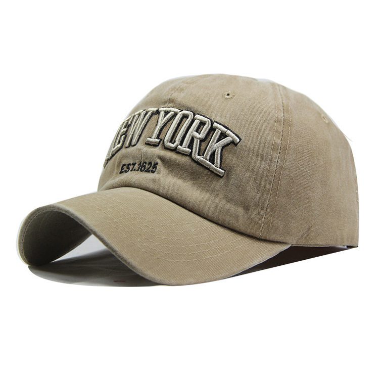 Factory Wholesale Stock Custom Embroidery Logo Washed Cotton New York Baseball Cap