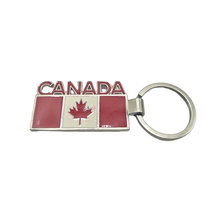 Custom Metal Maple Leaf Souvenir Canada Flag Keychain