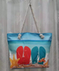 Customized Digital Printing Canvas Lady Leisure Vacation Tourist Souvenir Beach Shell Tote Bag