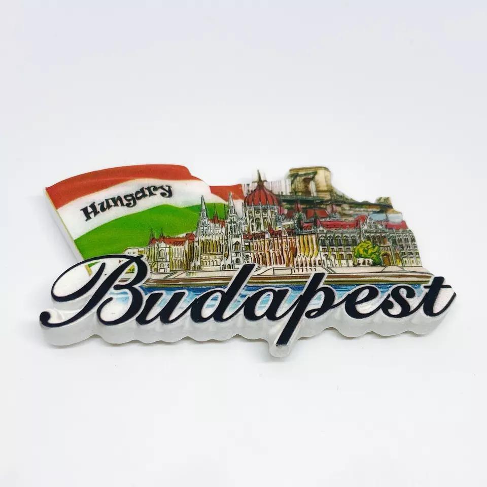 Custom Resin 3D Printing Tourist City Views Hungary Budapest Souvenir Fridge Magnet