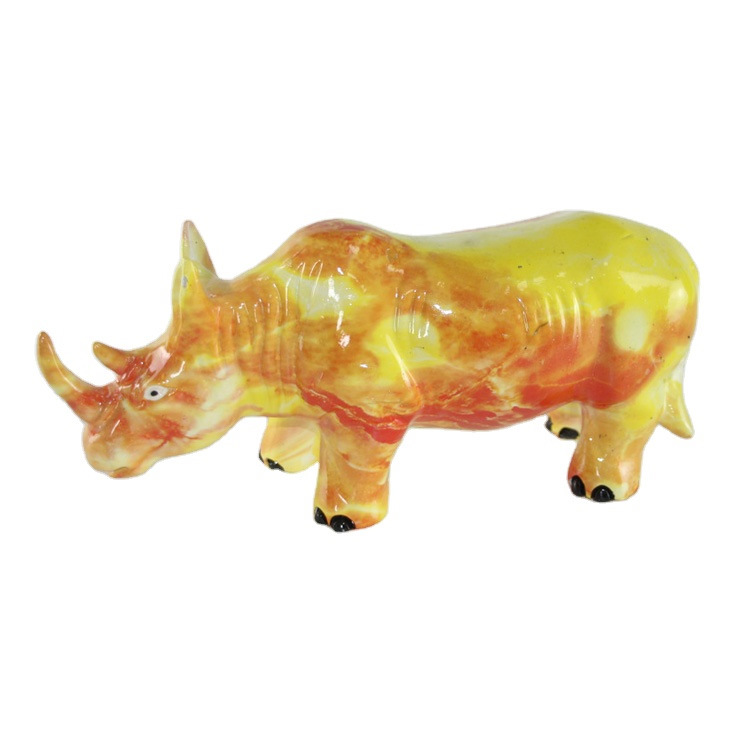 Water Transfer Printing Modern Art Sculpture Animal Figurine Resin Rhino Statue