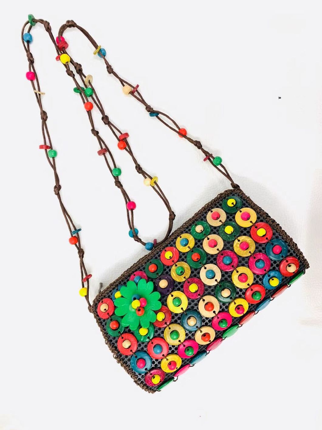 Wholesale Handmade Beaded Coconut Shell Purse Hawaiian Bohemian Vintage Crossbody Bag Shoulder Bag for Souvenir Gift