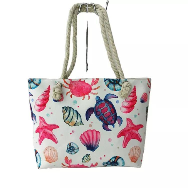 Custom Printed Logo Beach Travel Shopping Handbag Print Souvenir Canvas Tote Shoulder Bag