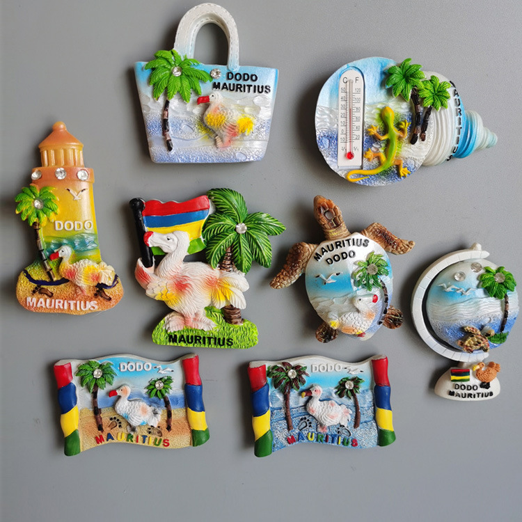 Custom Beach Travel Gift Souvenir Magnet Resin Mauritius Dodo Souvenir Fridge Magnet