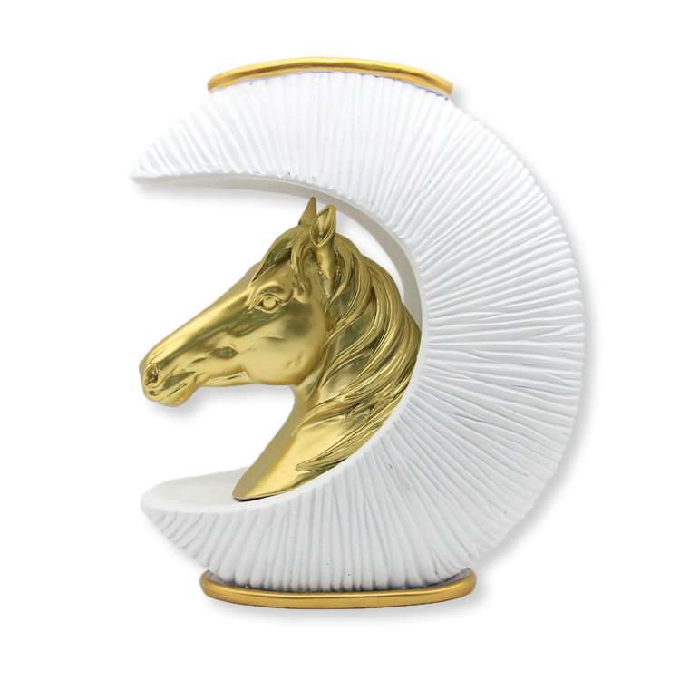 Wholesale Europe Home Decoration Resin Gold Horse Statue Table Flower Vases