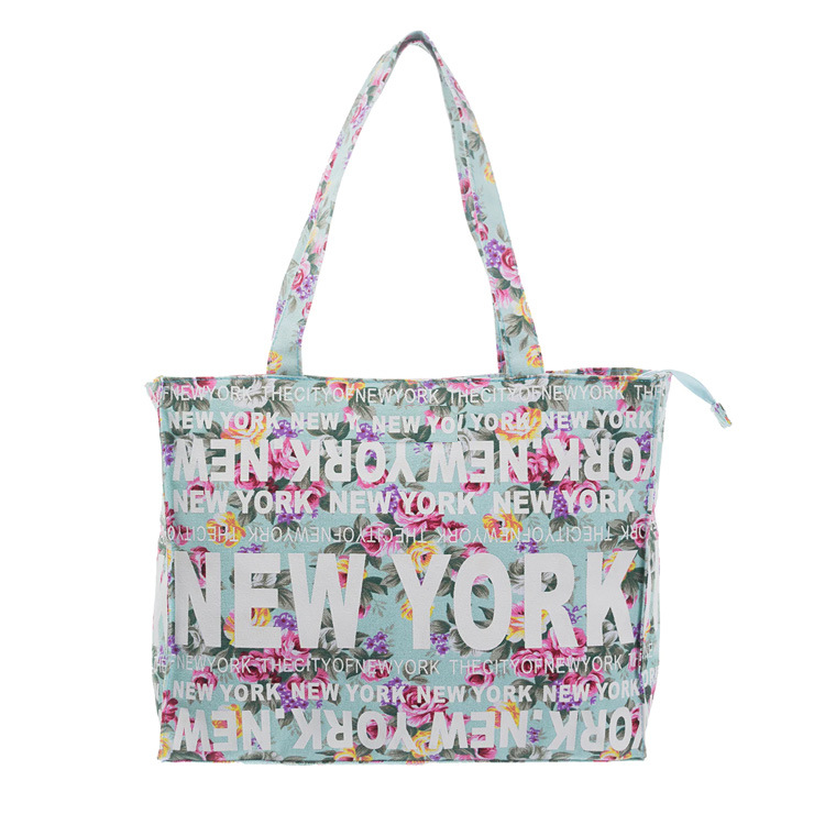 Custom 3D Letter Souvenir Women Large Travel Canvas New York Beach Tote Bag