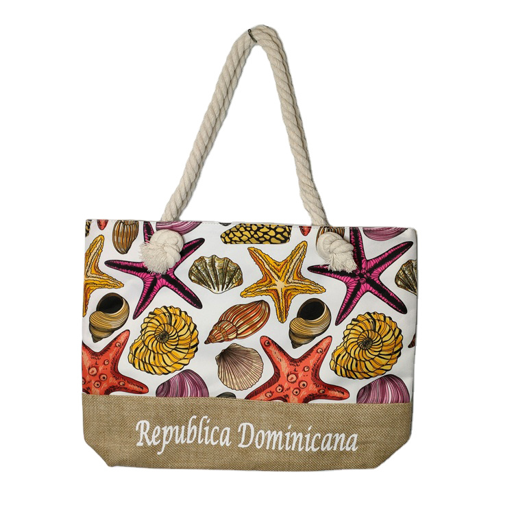 Custom 3D Logo Women Summer Tote Bag Caribbean Souvenir Canvas Beach Bags