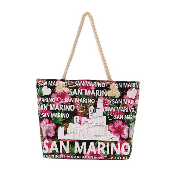 Custom Letter Logo Canvas Women Souvenir Beach Bag New York Tote Bag