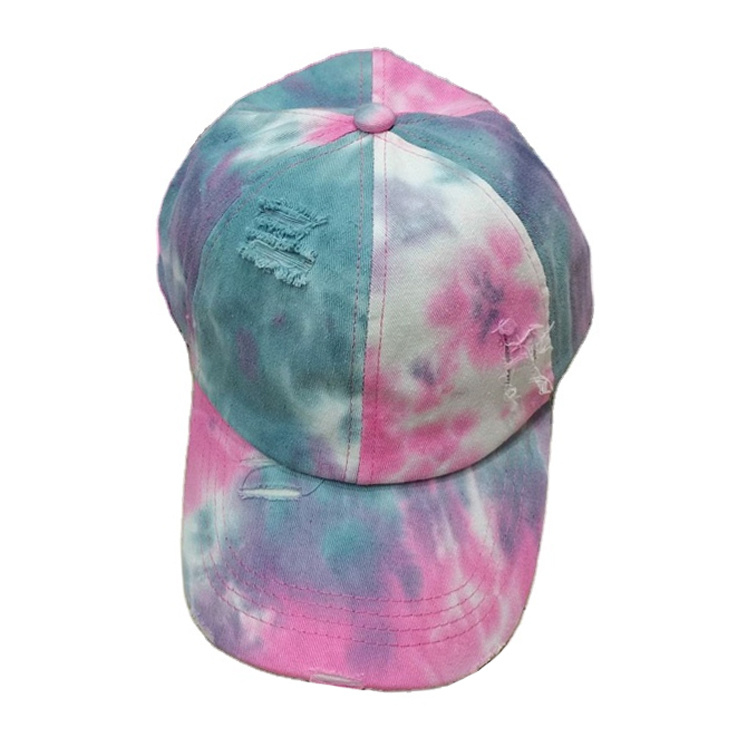 Wholesale Custom Men Women Unisex Denim Washed Distressed Tie Dye Trucker Hat