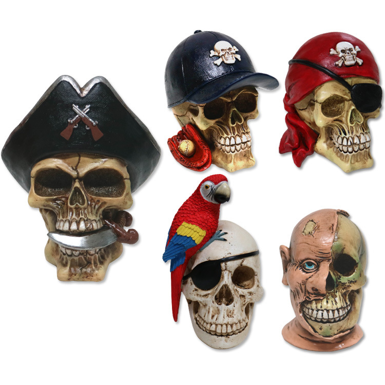 Factory Wholesale Halloween Crafts Creative Home Decoration Resin Skull Head