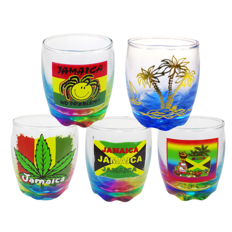 Custom Logo Printed Rasta Tourist Souvenir Jamaica Shot Glass