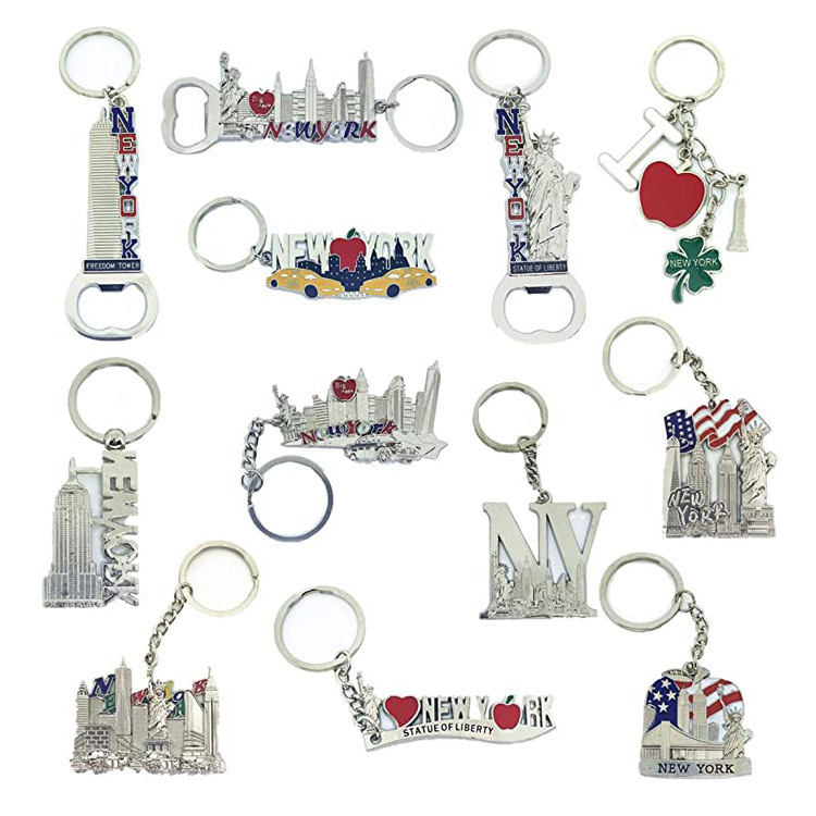 Wholesale Custom Nyc Souvenir Keyring Statue of Liberty New York Metal Keychain