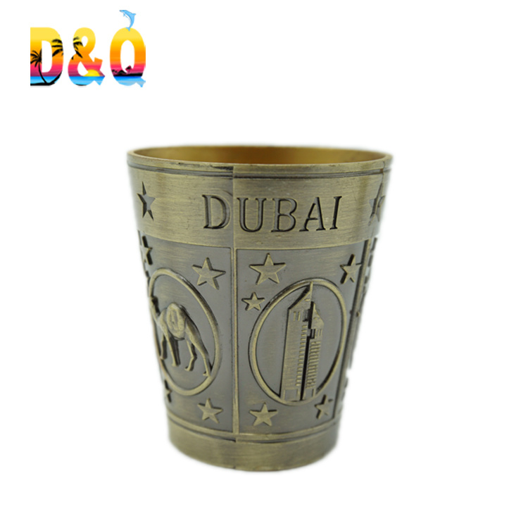 Custom Logo 3D Engraving Tourist Souvenir Metal Shot Glass