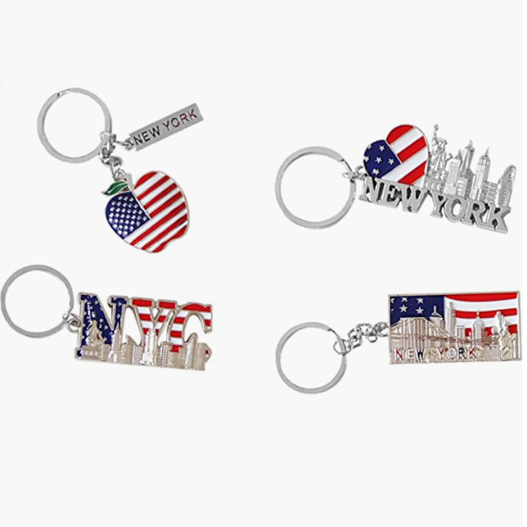 Wholesale Custom Shape Metal USA City Souvenir Boston Keychain