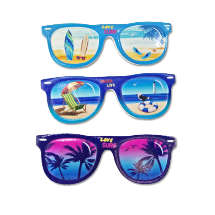 Resin Printing Island Coast Beach Souvenir Gift Sun Glasses Shaped Fridge Magnet