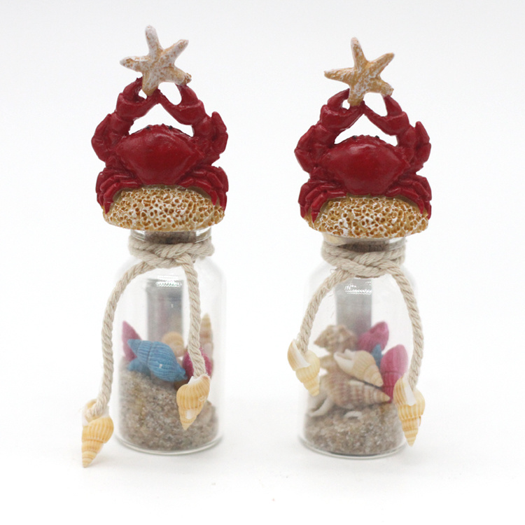 Mini Beach in a Bottle Keychain with Real Sea Shells Colored Sand Novelty Gift