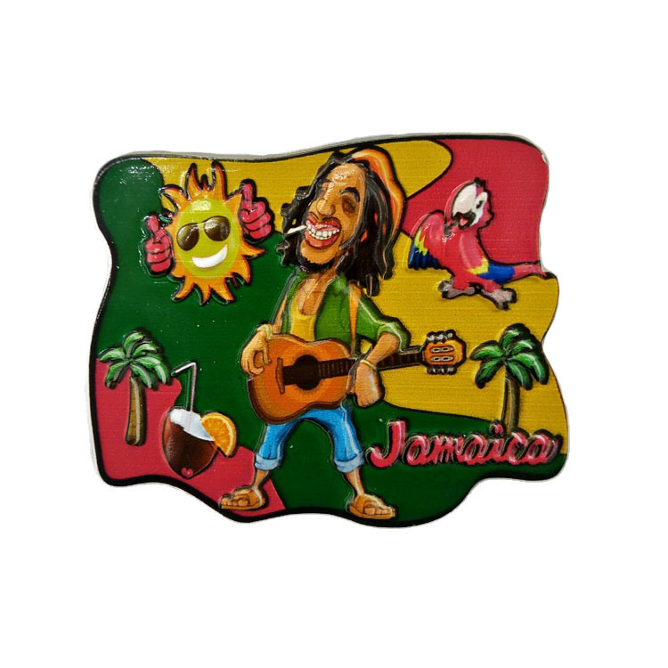 Custom Tourist Metal Powder Hard Jamaica Souvenir Fridge Magnet